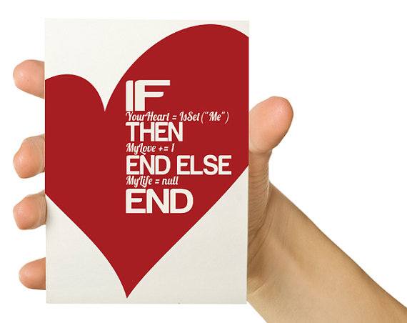 Cartão para namorados nerds - If you heart is set on me